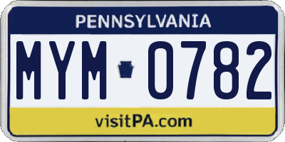 PA license plate MYM0782