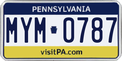 PA license plate MYM0787
