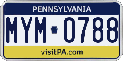 PA license plate MYM0788