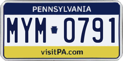 PA license plate MYM0791