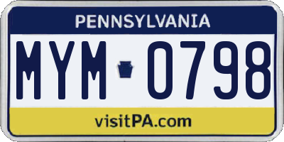 PA license plate MYM0798
