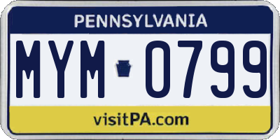 PA license plate MYM0799