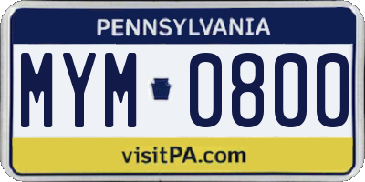 PA license plate MYM0800