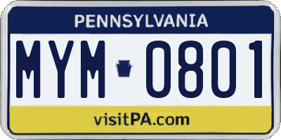 PA license plate MYM0801