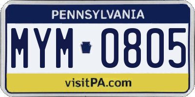 PA license plate MYM0805