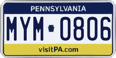 PA license plate MYM0806