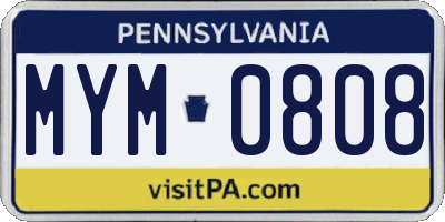 PA license plate MYM0808