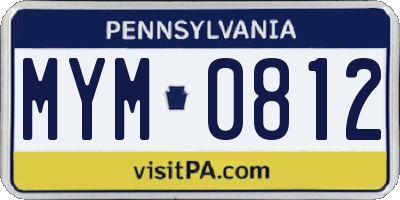 PA license plate MYM0812