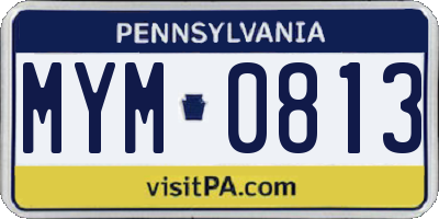PA license plate MYM0813