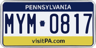 PA license plate MYM0817