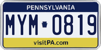 PA license plate MYM0819