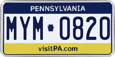 PA license plate MYM0820