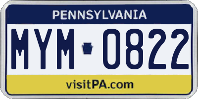 PA license plate MYM0822