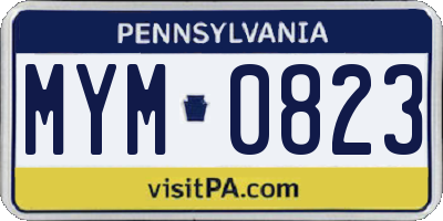 PA license plate MYM0823