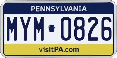 PA license plate MYM0826