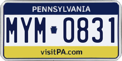 PA license plate MYM0831