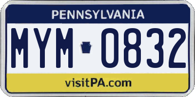 PA license plate MYM0832