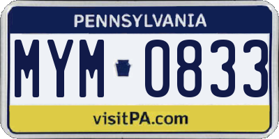 PA license plate MYM0833