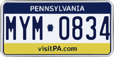 PA license plate MYM0834