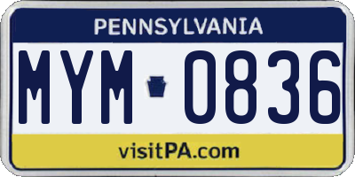 PA license plate MYM0836