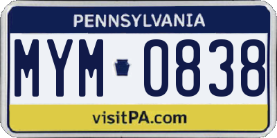 PA license plate MYM0838