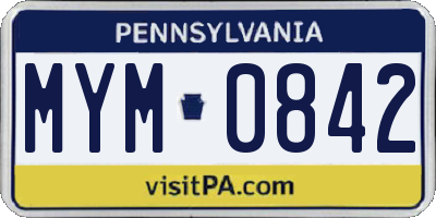 PA license plate MYM0842