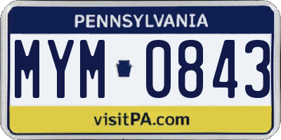 PA license plate MYM0843