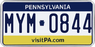 PA license plate MYM0844