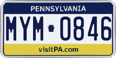 PA license plate MYM0846