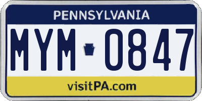 PA license plate MYM0847