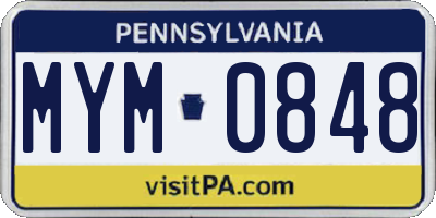PA license plate MYM0848