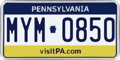 PA license plate MYM0850