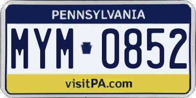 PA license plate MYM0852