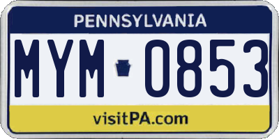 PA license plate MYM0853