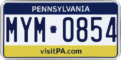 PA license plate MYM0854