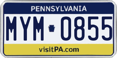 PA license plate MYM0855