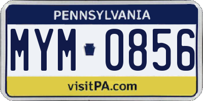 PA license plate MYM0856