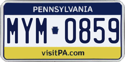 PA license plate MYM0859