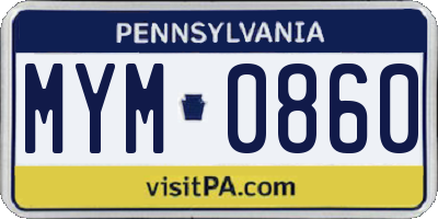 PA license plate MYM0860