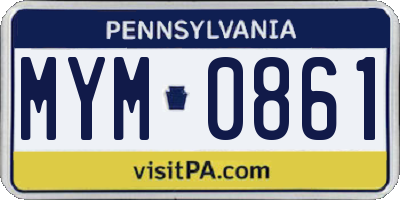 PA license plate MYM0861