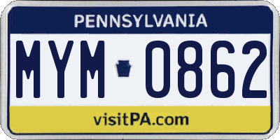 PA license plate MYM0862