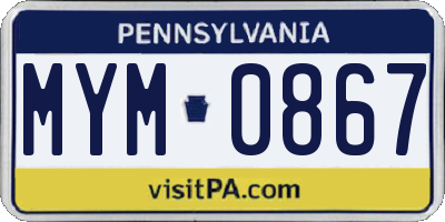 PA license plate MYM0867