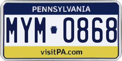 PA license plate MYM0868