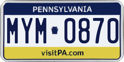 PA license plate MYM0870