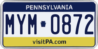 PA license plate MYM0872