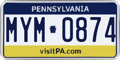 PA license plate MYM0874