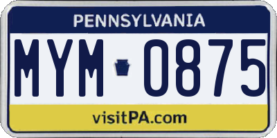 PA license plate MYM0875