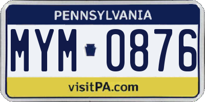 PA license plate MYM0876