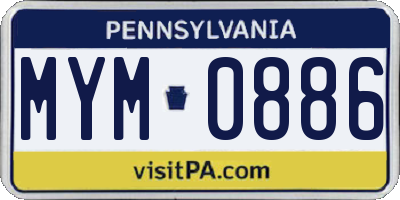 PA license plate MYM0886