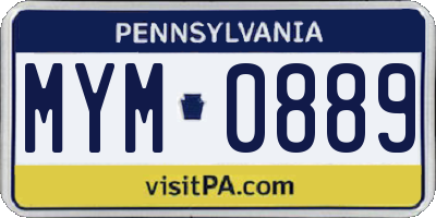 PA license plate MYM0889